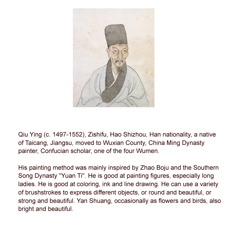 Qiu Ying в династии Мин реки Китая на фестивале Qingming древние иероглифы