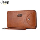 Мужской удлиненный кошелек JEEP BULUO, коричневый брендовый деловой кожаный бумажник с отделением для кредитных карт, все сезоны, 2019