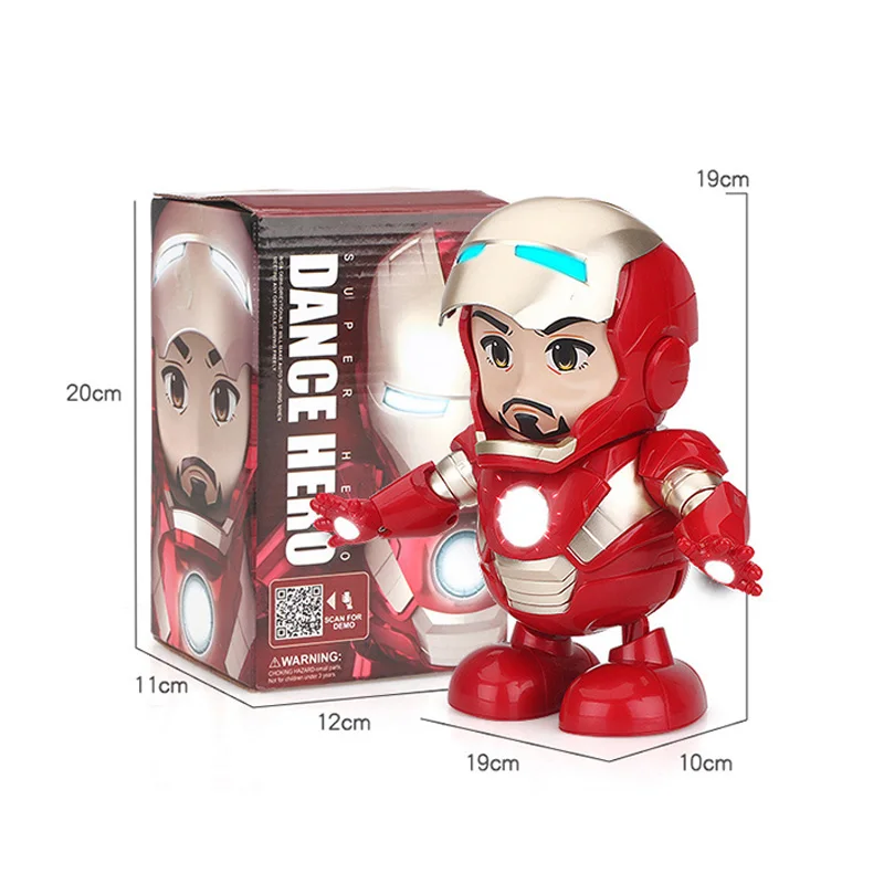 Танцевальный Железный человек фигурка игрушка светодиодный фонарик со звуком
