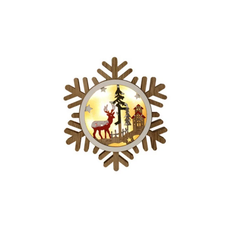 Рождественский орнамент, расписанный на батарейках, Рождественская елка, подвесная деревянная рама, подвесной светильник, рождественский подарок, Kerst Decoratie