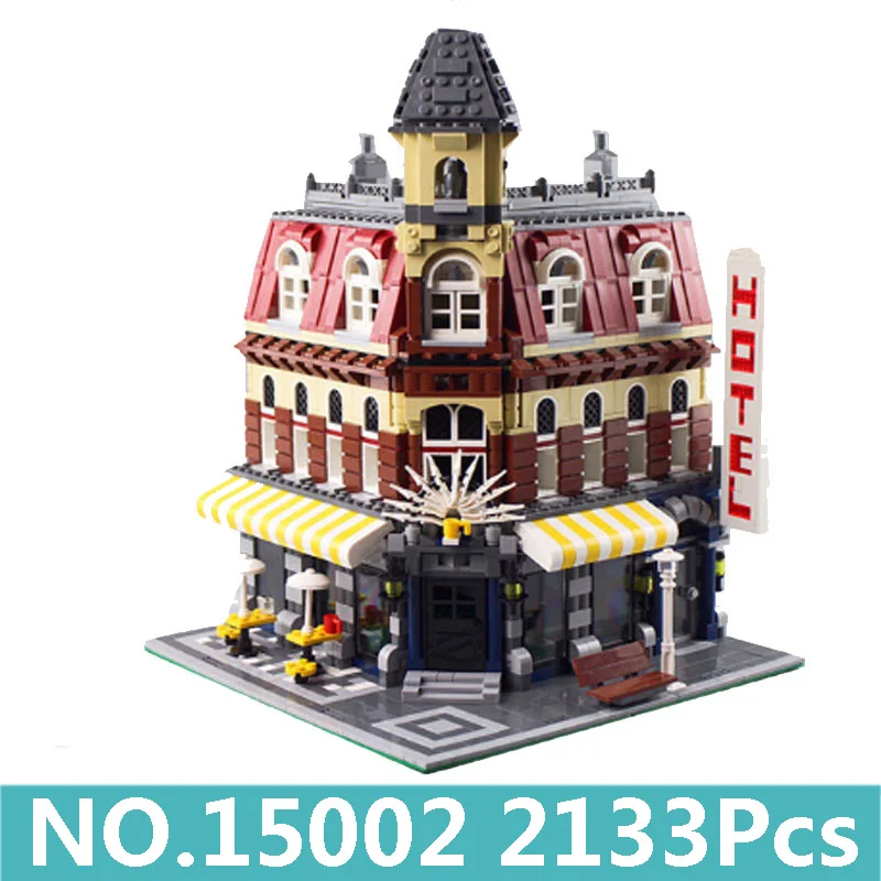 King Bricks Lepinblocks 15002 отель кафе на углу дом Строительные блоки Набор Creator Expert architecture 10182 игрушки Детский подарок