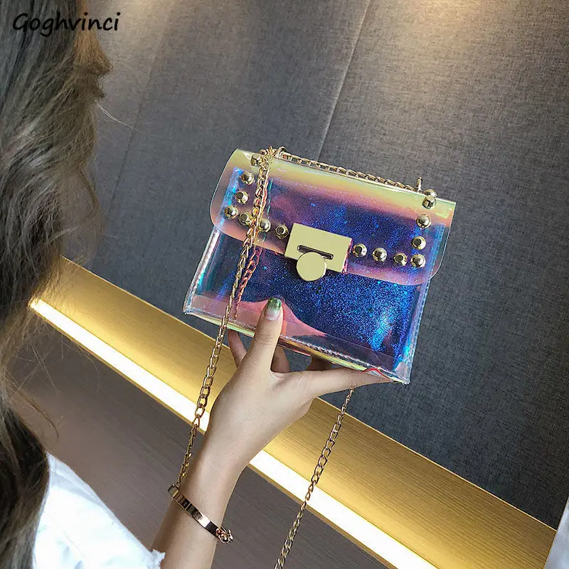 

Женские сумки через плечо, лазерная Мода, молодежная универсальная Повседневная сумка через плечо из ПВХ, летняя дизайнерская сумка в Корей...