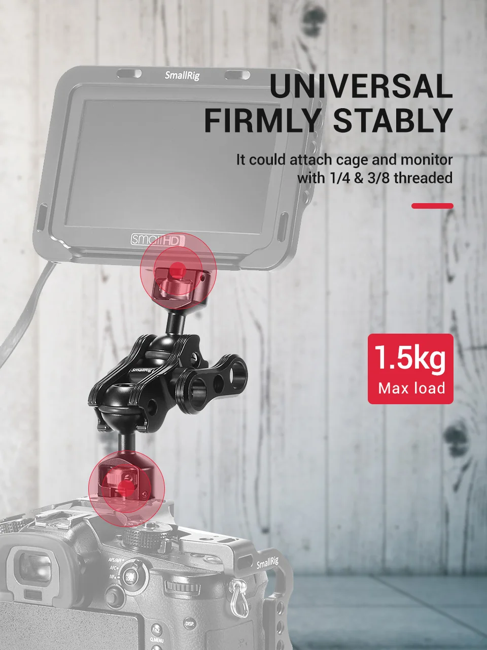 SmallRig DSLR камера Артикуляционная Волшебная рукоятка с двойными шариковыми головками(винты 1/4 ''и 3/8'') Регулируемая шарнирная рукоятка 2212