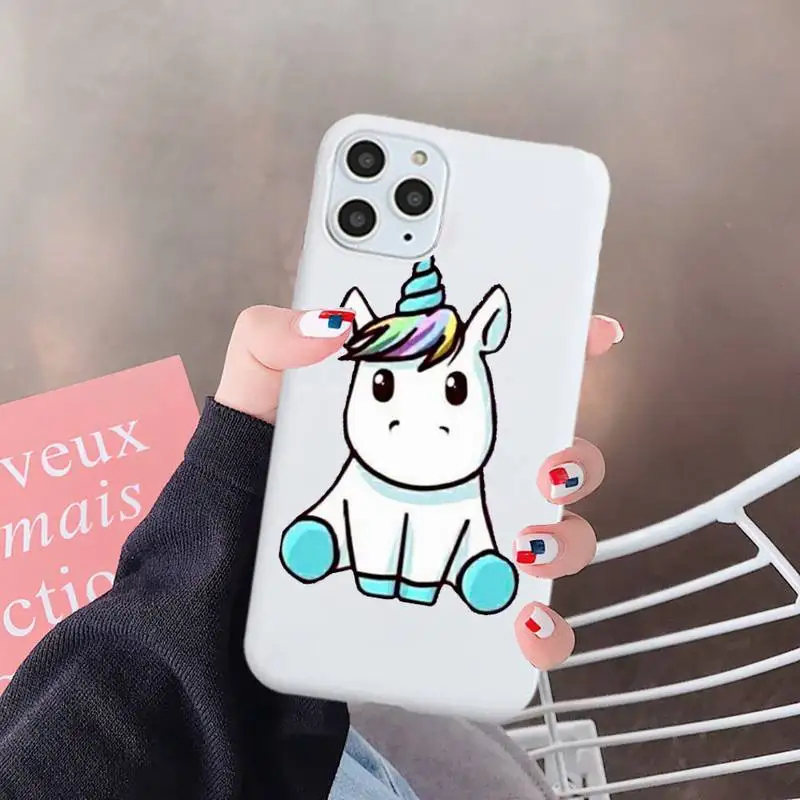 

Unicorn cartoon pattern cute Phone Case Candy Color for iPhone 6 7 8 11 12 s mini pro X XS XR MAX Plus