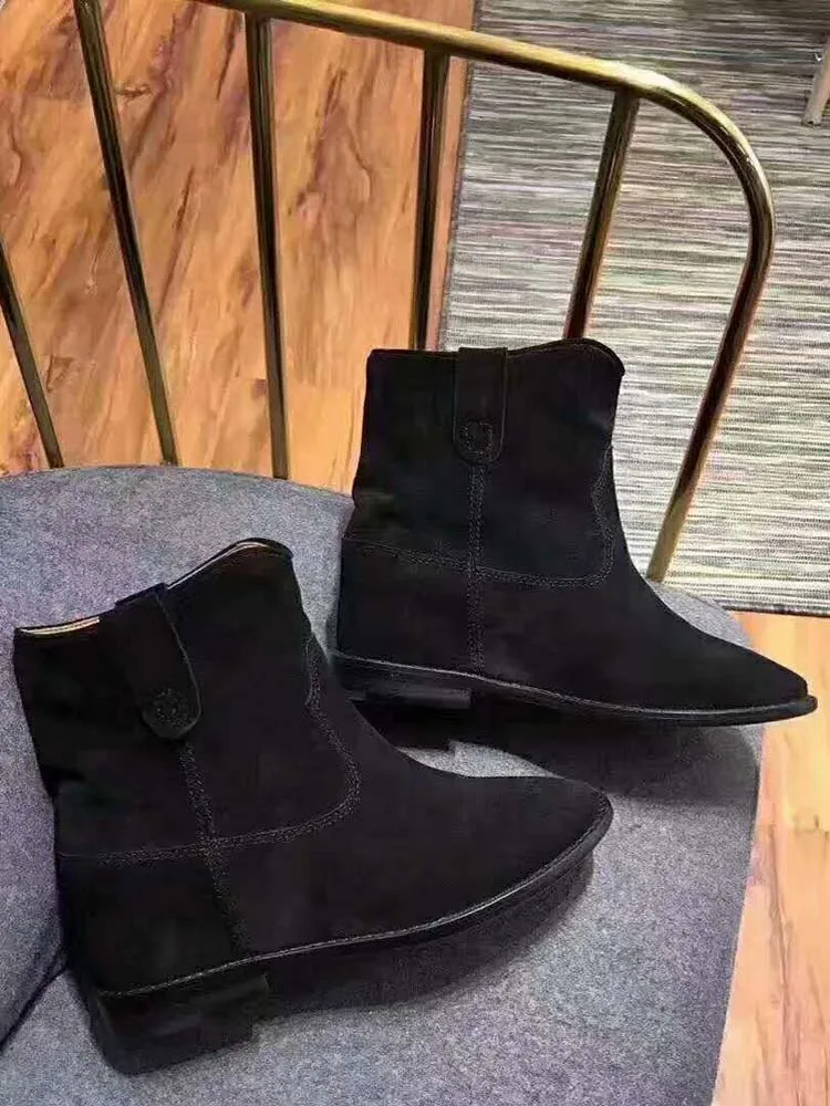 Deification/Роскошные замшевые байкерские ботинки на скрытой танкетке в стиле ретро с