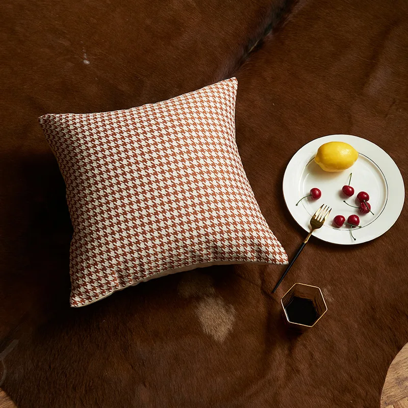 

Pillow Core with Pillowcase Square Back Cushion Polka Dot Geometric Solid Color Washable Removable Pillows Cover Home Textile