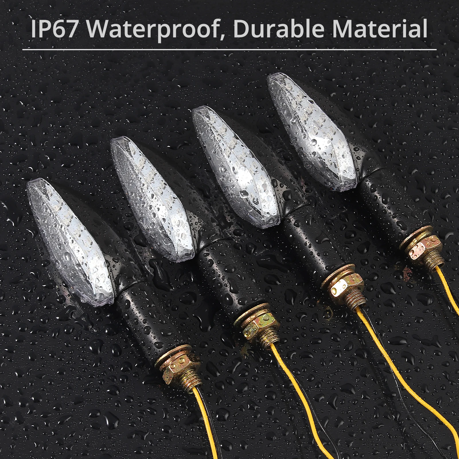 

AUTOUTLET 4Pcs E-Marked ECE Universal Waterproof Motorcycle Motorbike 20LED Lamp Bead Turn Signal Indicator Amber Light M10