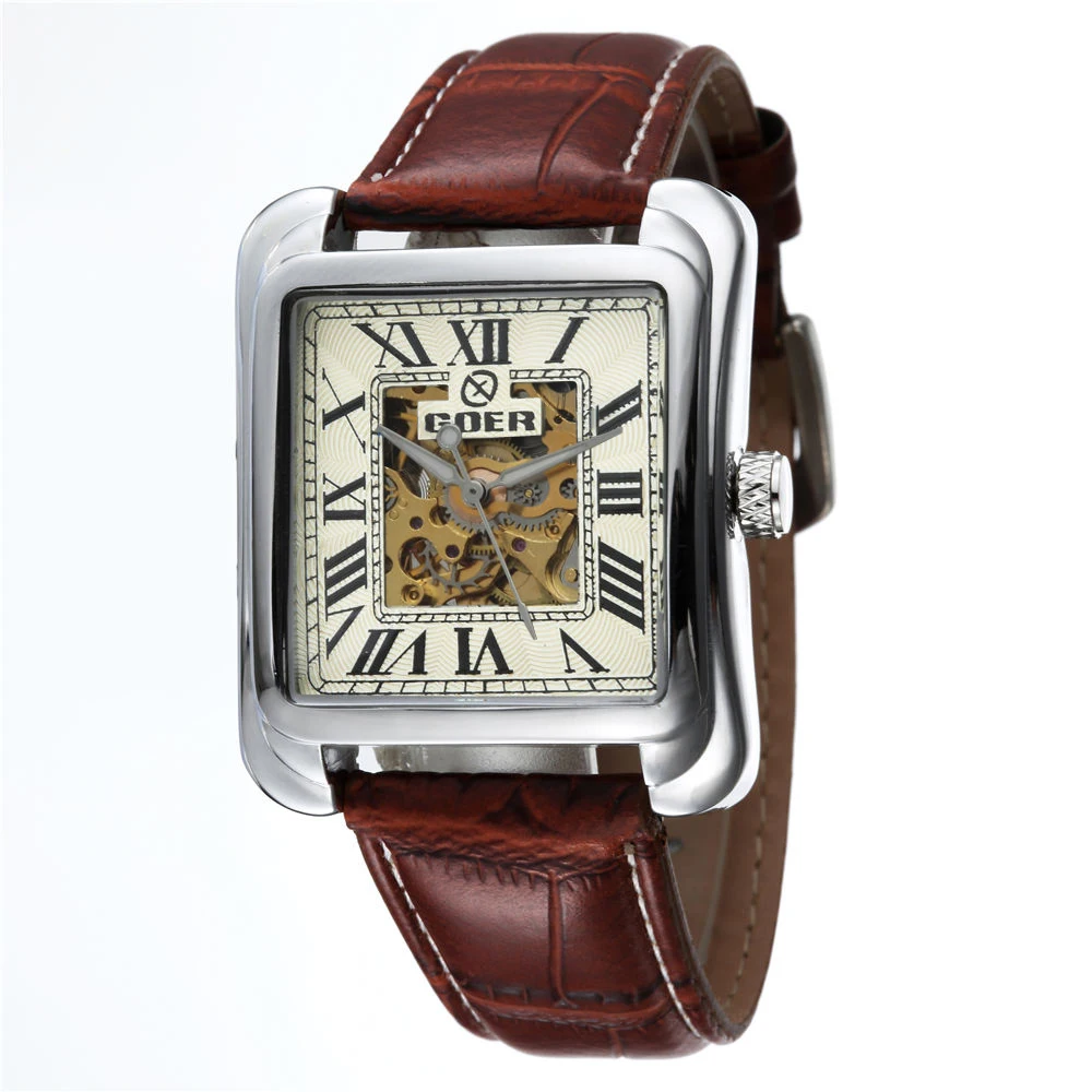 Часы-скелетоны Мужские механические брендовые люксовые квадратные