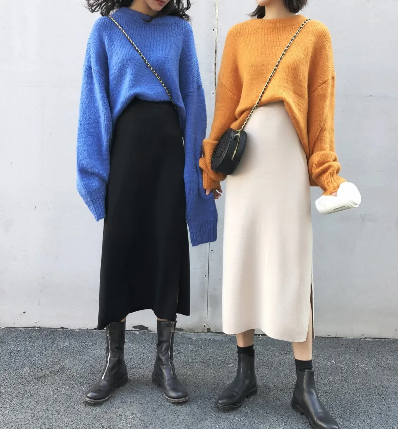 Длинные женские юбки с высокой талией в ретро стиле элегантная Осенняя юбка