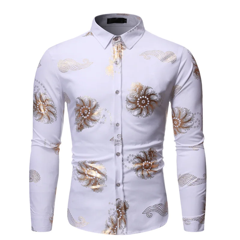 

Mens Hipster White Paisley Dress Shirts Slim Fit Long Sleeve Tuxedo Shirt Men DJ Club Party Wedding Prom Shirt Camisa masculina