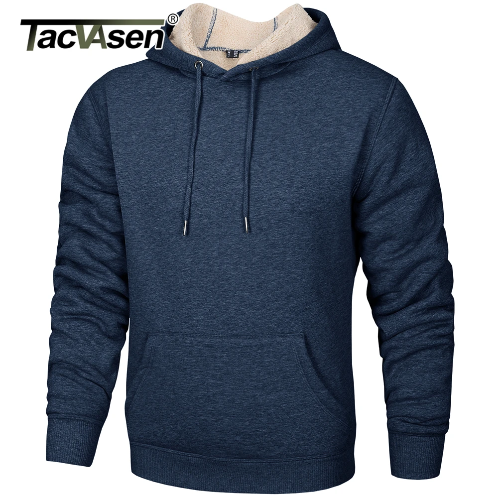 

TACVASEN Thicken Fleece Hoodies Men Spring Winter Casual Hoodie Sweatshirts Hooded Coat Male Oversized Pullover Men's Clothing