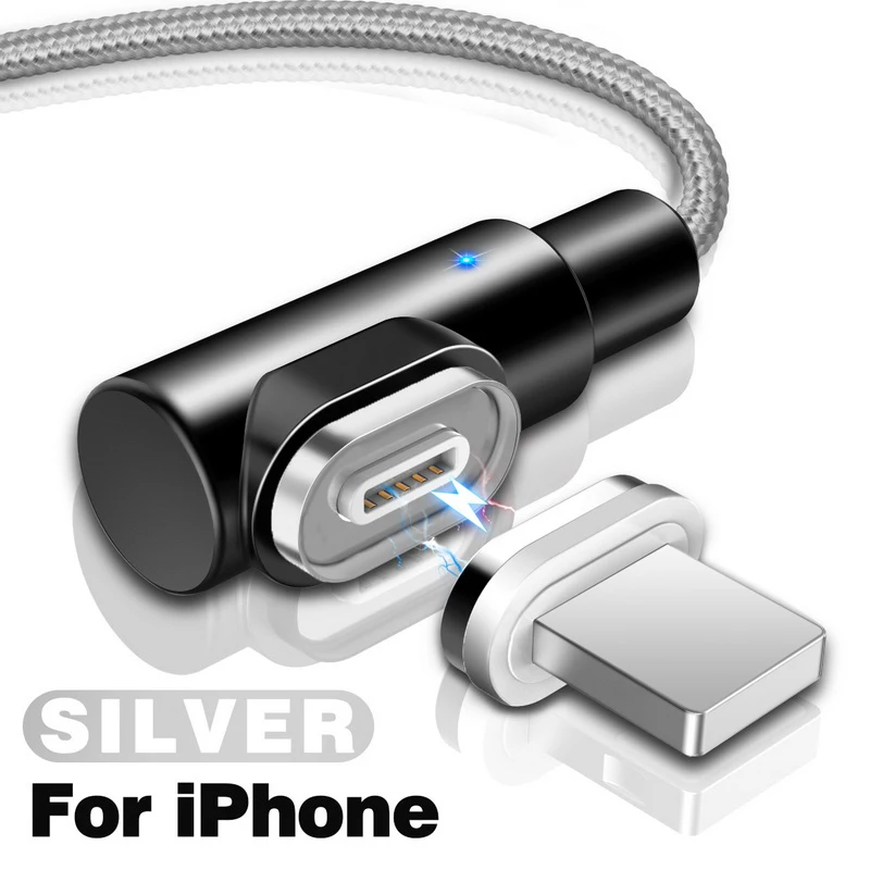 GETIHU 2 м Быстрый Магнитный кабель 2.5A Быстрая зарядка Micro USB зарядное устройство type C Зарядка для iPhone XS X 8 7 6 Магнитный шнур для мобильного телефона - Цвет: For iPhone Silver