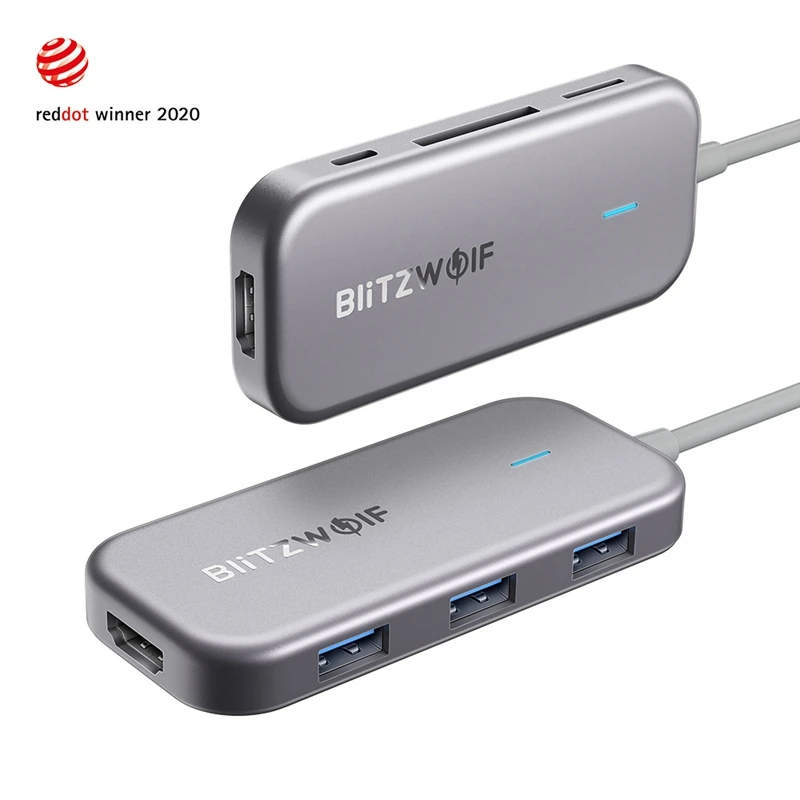 Концентратор данных BlitzWolf BW-TH5 7 в 1 USB Type-C 3 порта 0 устройство для чтения TF-карт PD