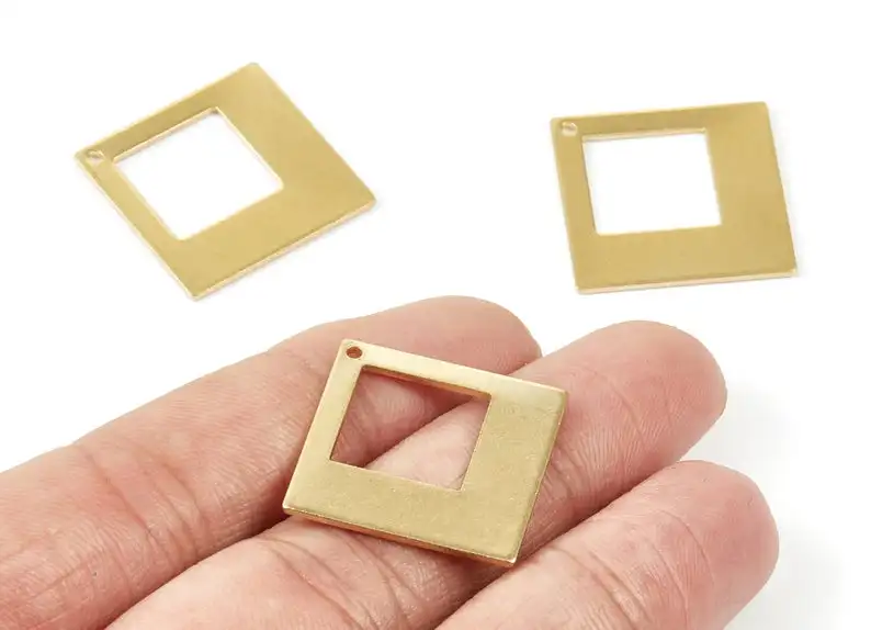 

Brass Square Charms - Square Shpaed Raw Brass Pendant - Earring Findings - Jewelry Supplies6PCS/LOT - 23x23x1mm - PP1909