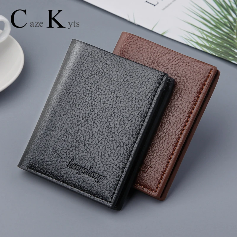 Мужские кошельки Тонкие Двойные Короткие Кошельки кредитные держатель для карт
