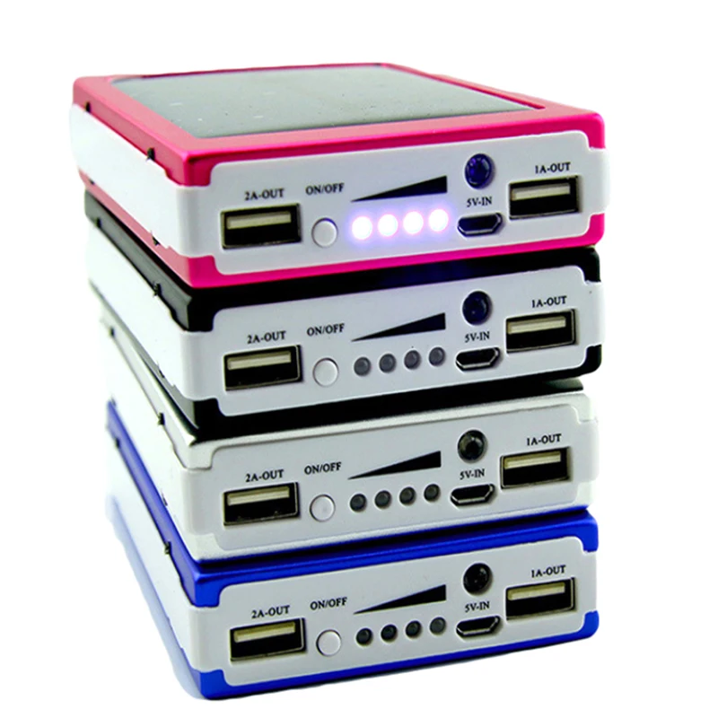 

1set 5x18650 Powerbank Cover Power Bank 18650 Solar Power Bank Case DIY Box Dual USB Kit Phone Charger Flashlight