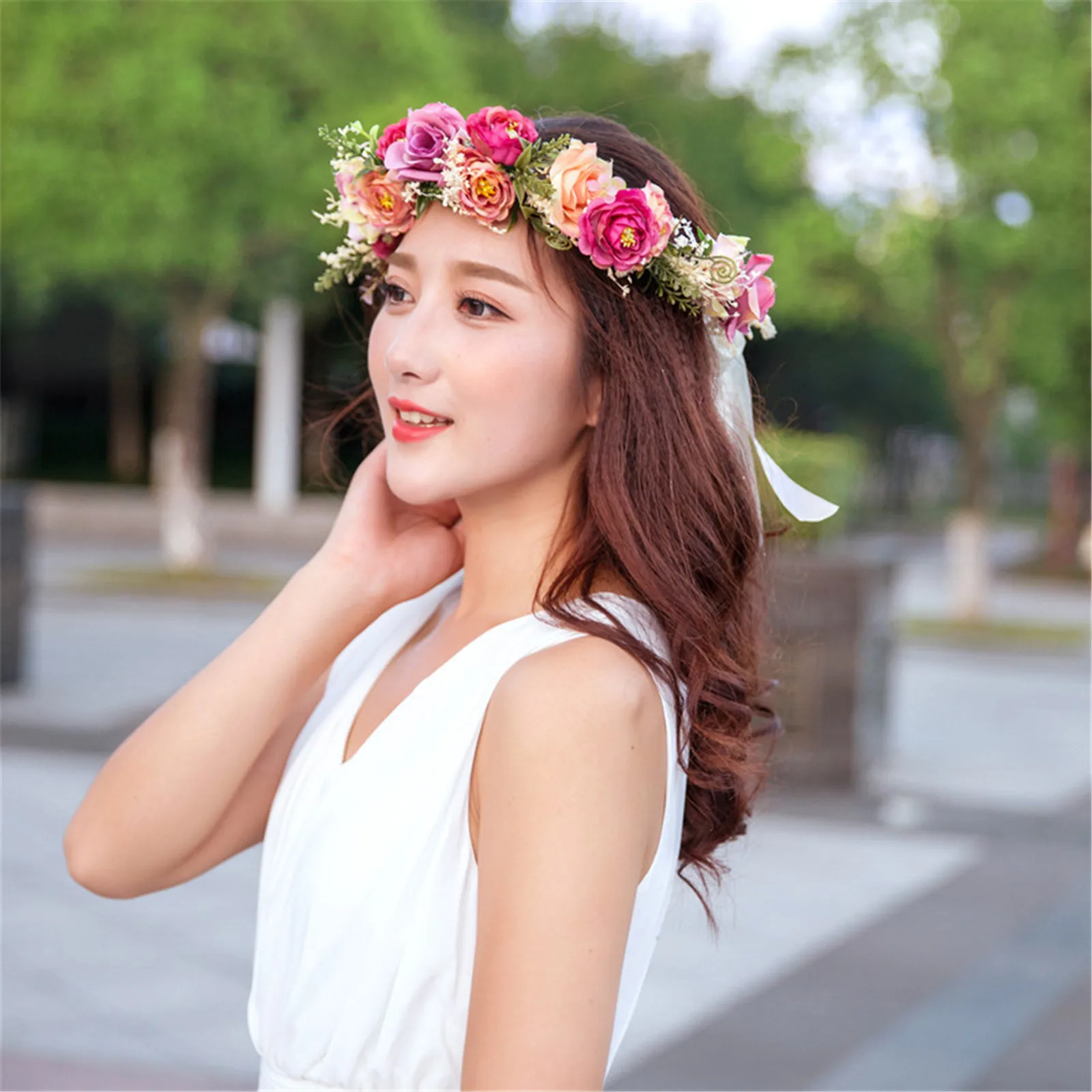 

Headband Wedding Hair Jewelry Bandana Bohemia Flower Bride Party Headbands Manual Wreath Seaside Holiday Headbands For Women