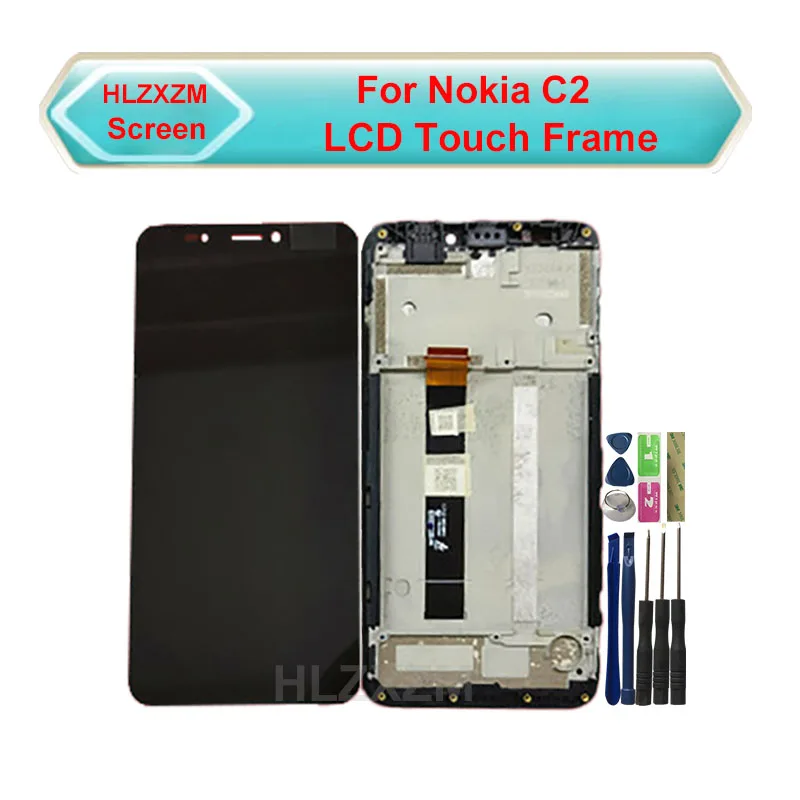 

ЖК-дисплей с сенсорным экраном и рамкой для Nokia C2, дигитайзер в сборе, Сменный датчик с инструментами