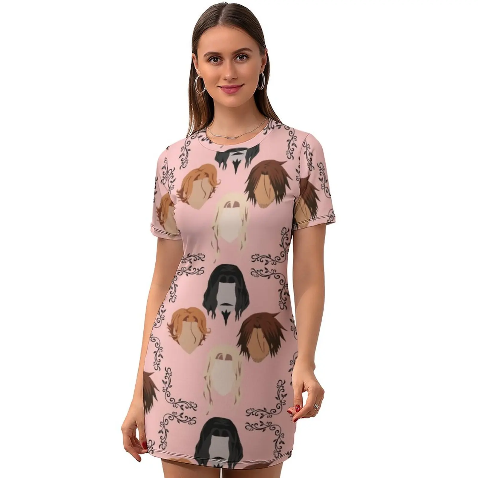 

Castlevania Dress Short Sleeve Girly Spandex Bodycon Ladies Printed Date Hot One-Piece Dress
