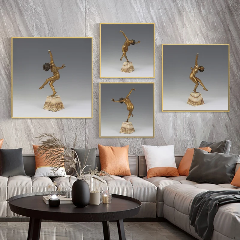 

Modern Canvas Painting Wall Art Metal Figure Statue Abstract Murals Posters and Prints Living Room Interior Decorative Paintings