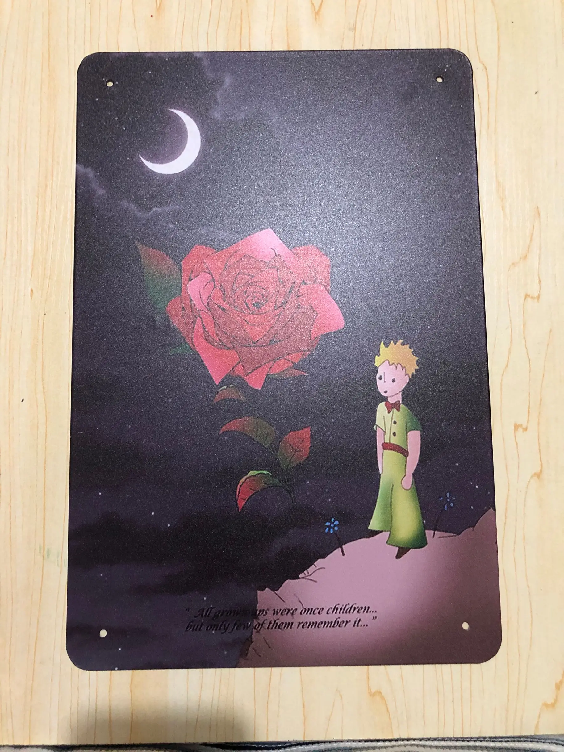 Cartoon Retro The Little Prince Roses Tin Sign Vintage Anime Iron Plate Painting Plaque Bookstore Living Room Wall Home Decor | Дом и сад
