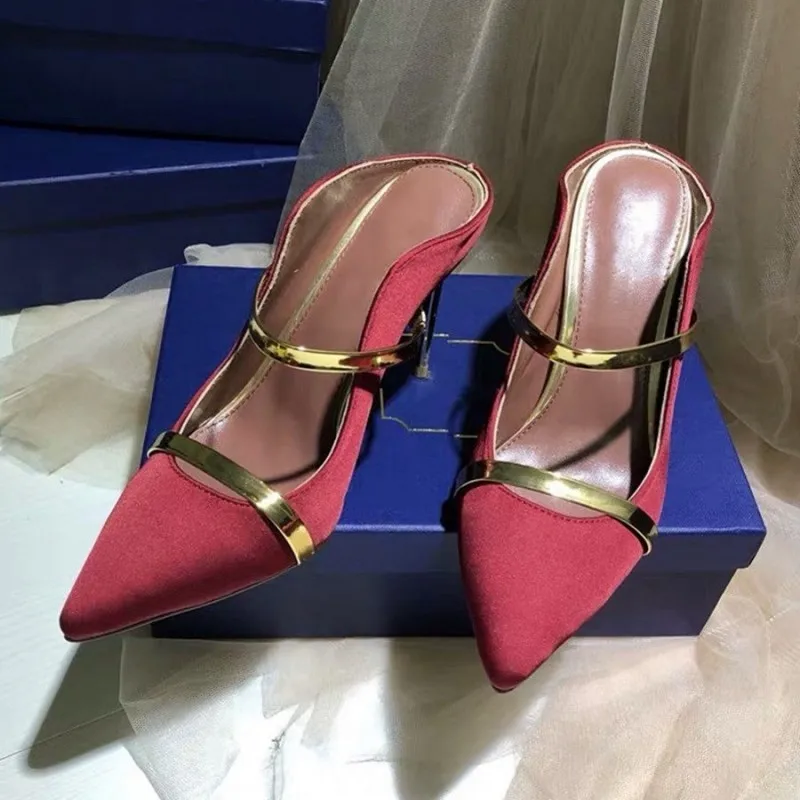 Туфли-лодочки женские из натуральной кожи заостренный носок тонкий высокий