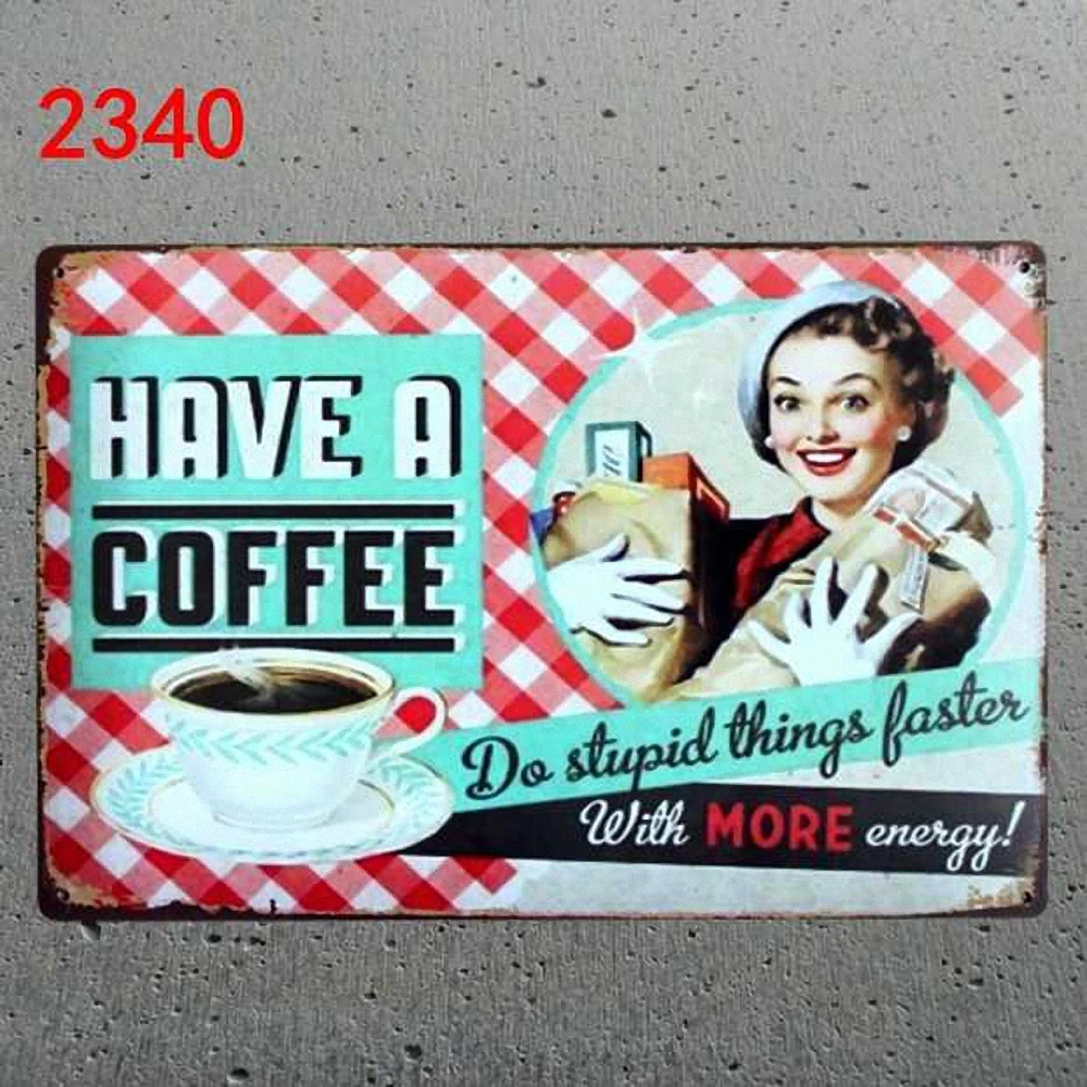 Coffee food ads 20X30 CM Retro Metal Plaques &amp Signs Service Station Iron Painting Home Decor Plate Wall Art Craft For Bar | Дом и сад