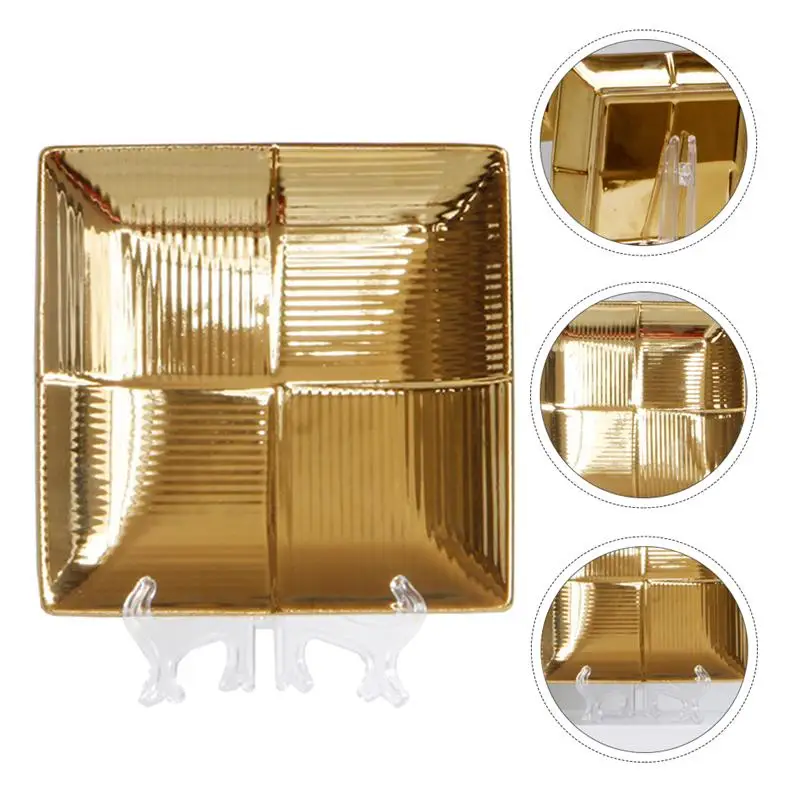 

1PC Delicate Desktop Decorative Plate Square Cosmetic Decoration Plate for Home Store Dorm