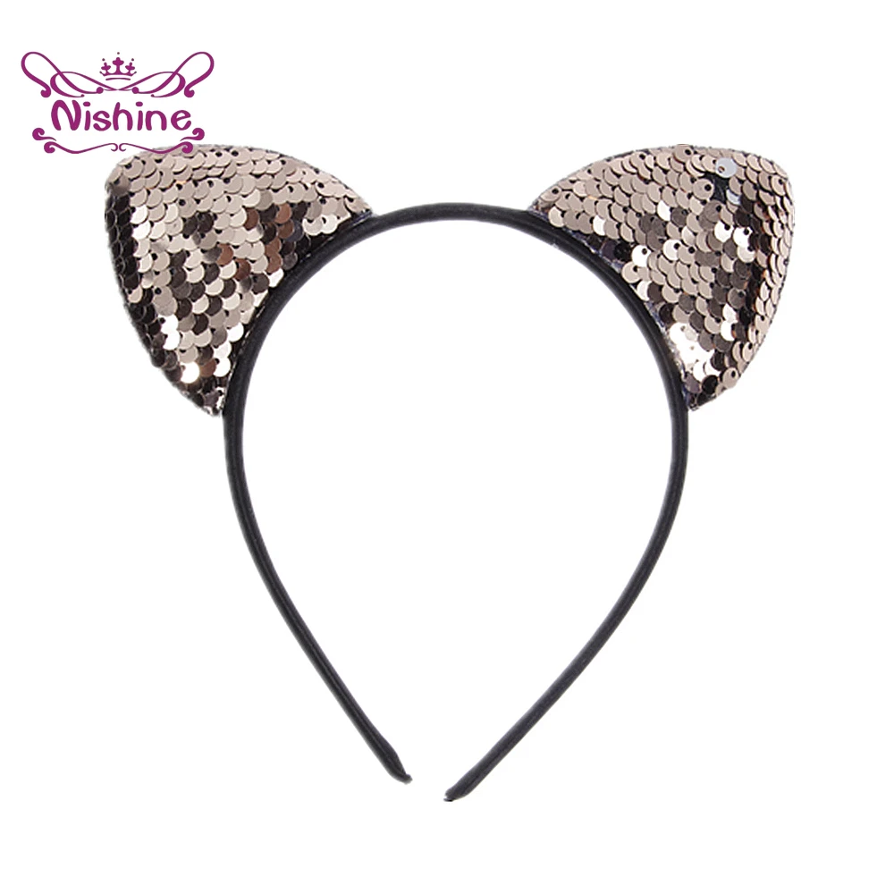 Женский обруч для волос Nishine блестящий с кошачьими ушками головной убор