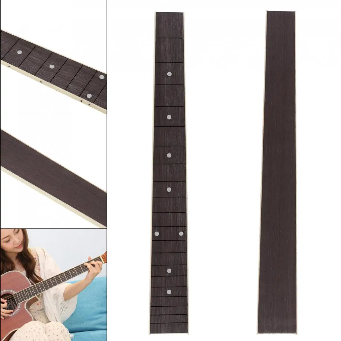 

41 inch 20 Fret Acoustic Guitar Fingerboard Rosewood Fretboard Inlay Shell Sound Piont with ABS Edge Guitar DIY Parts