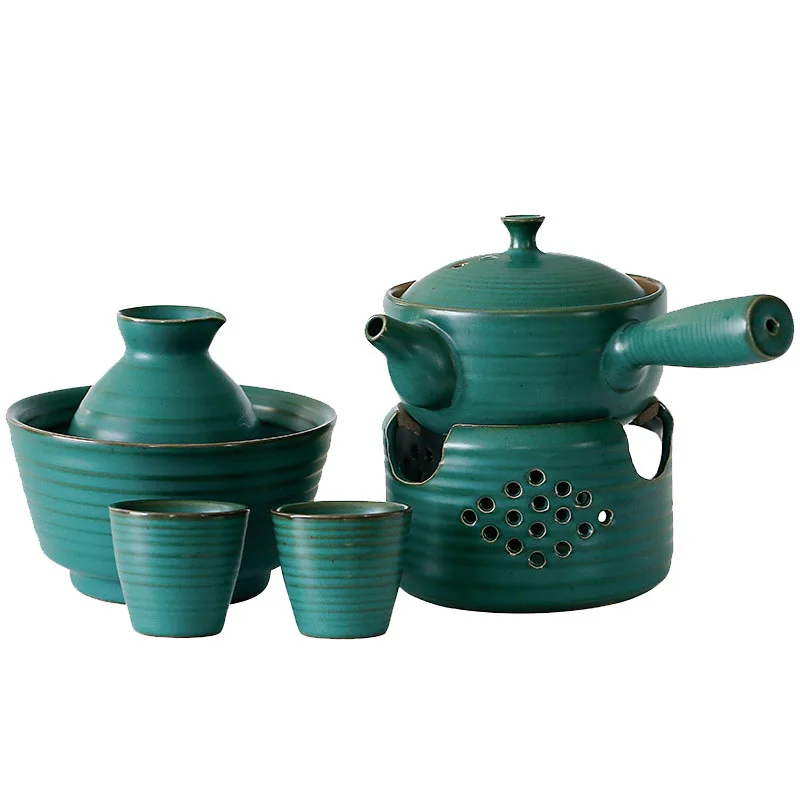 

Холодный керамический сакэ набор в японском стиле винно-зеленый 6 шт. сакэ набор с подогревом классические питьевые Copas De Vino кухонная утварь ...