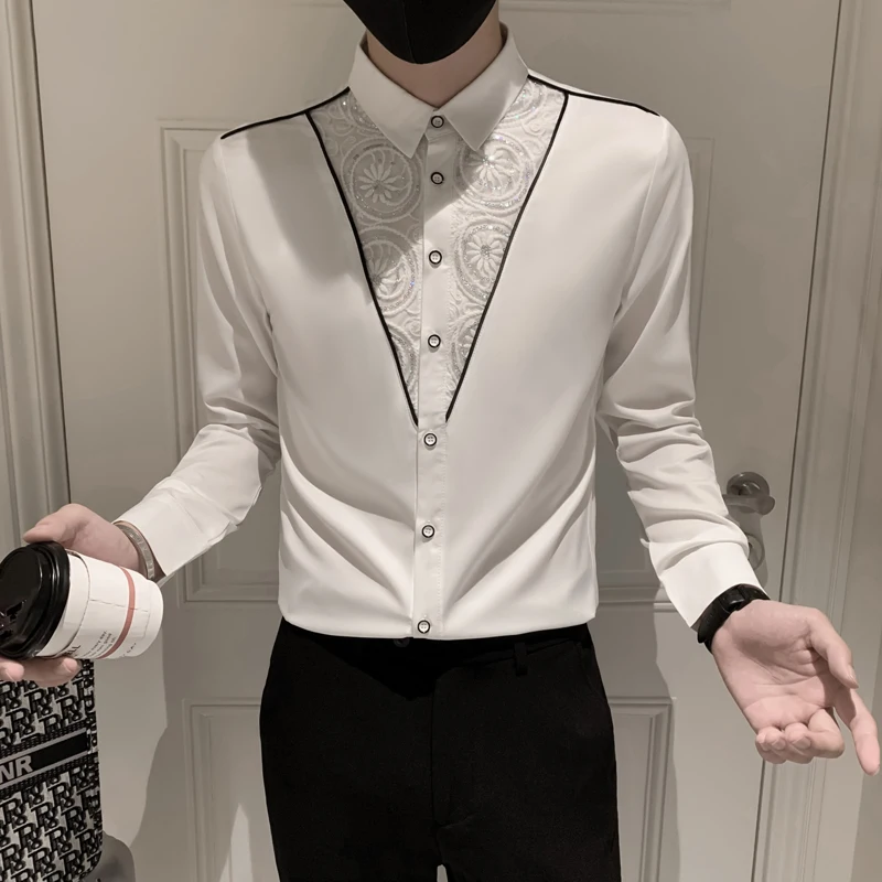 Рубашка мужская осенняя с цветочным принтом длинным рукавом | Мужская одежда