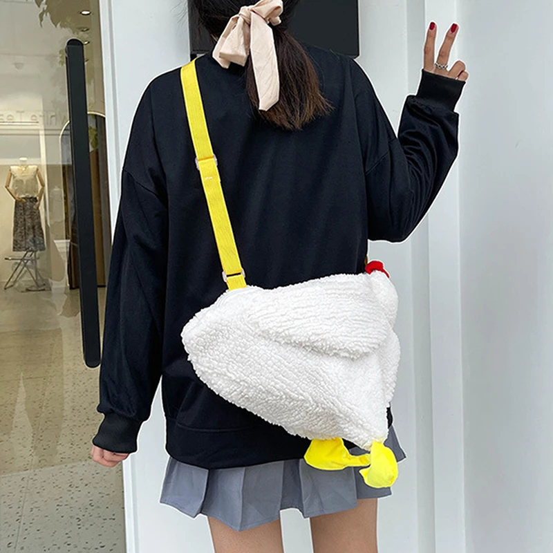

2021 Ladies Cute Chicken Mini Chain Bag Shoulder Crossbody Bag Tote Handbag Messenger Luxury Handbags Women Bags Plush Soft