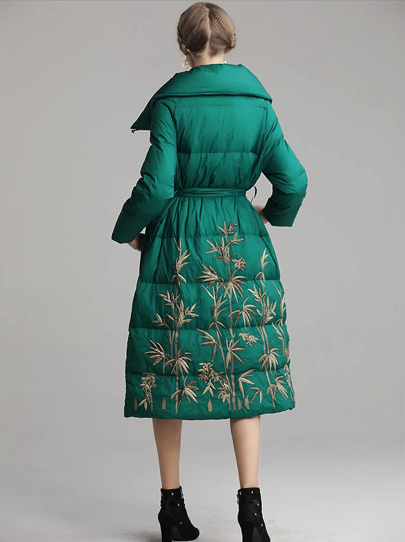 Зимний Тонкий Высококачественный пуховик Винтажный стиль лацкан Дворцовая