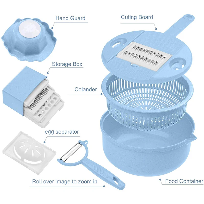 

Slicer Cutter Chopper Vegetable Cutter Grater Round Kitchen Multifunction Shred Grater Fruit Peeler Wash Leaking Basin