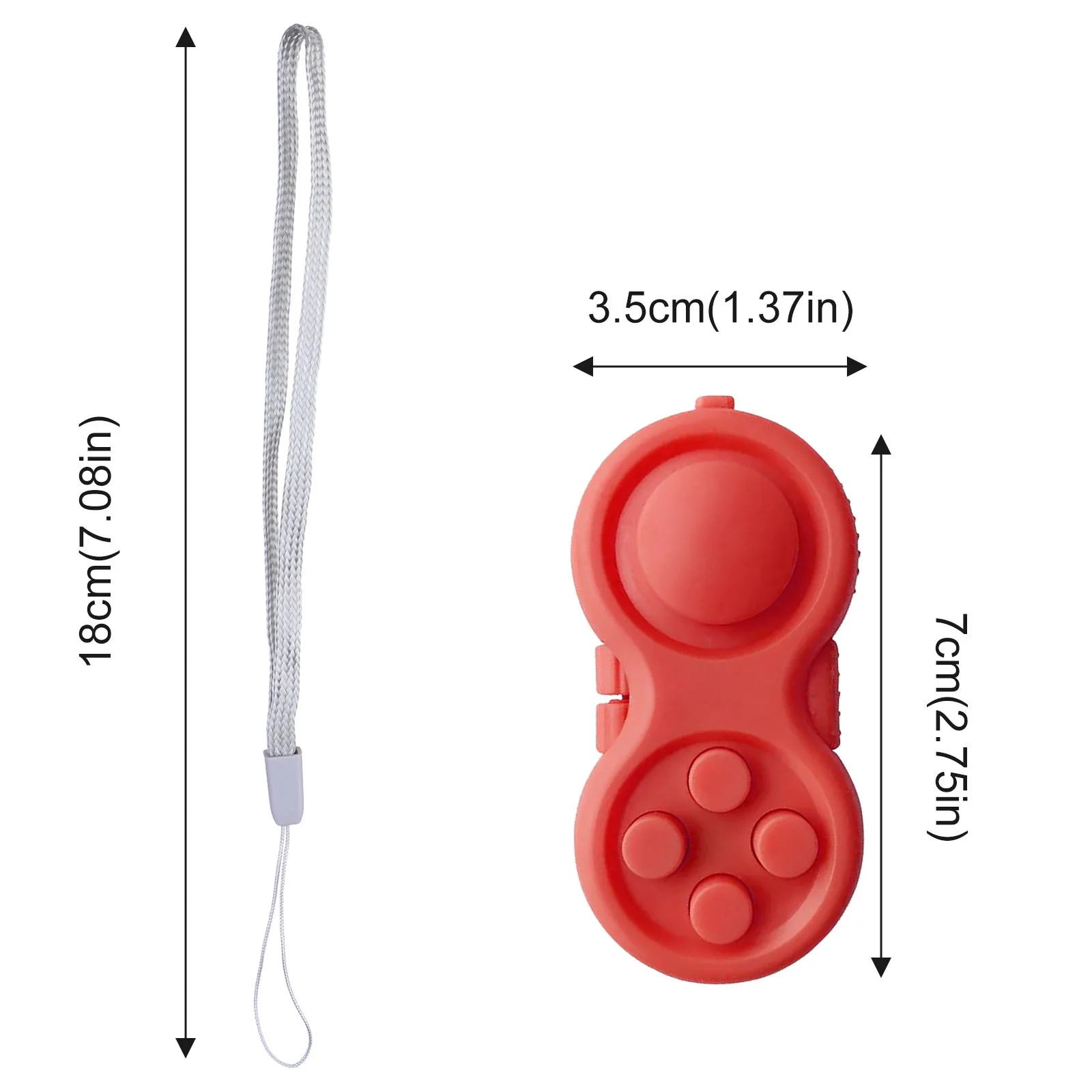 

Rainbow Handle Fidget Toy Original Rubber Classic Controller Gamepad With 8 Fixed Functions And Lanyard Anxiety and Stress Relie