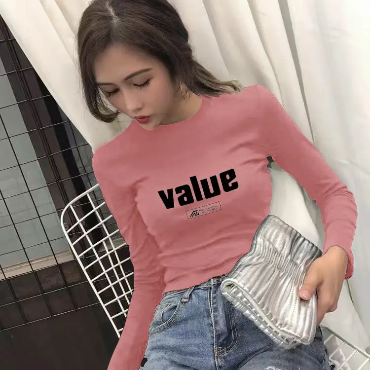 

Autumn and winter new cotton long sleeve T-shirt women's 2020 new Korean slim bottom shirt slim top