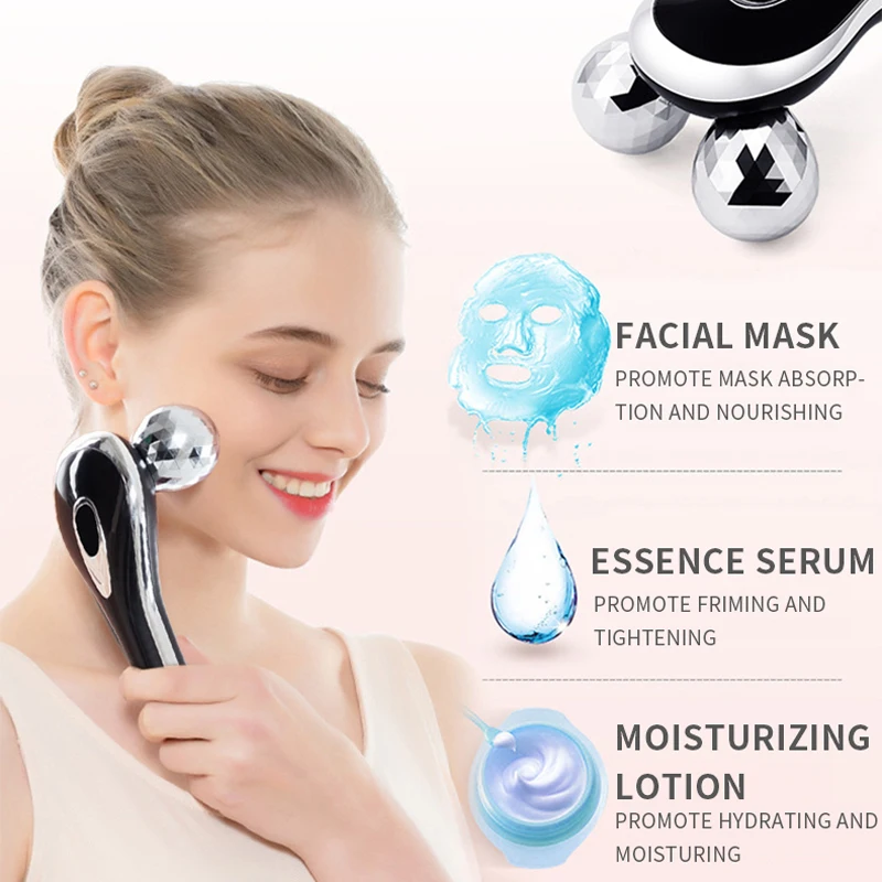 3D роликовый массажер лица микротоковый роликовый V-Face лифтинг лица шеи талии тела похудение подтягивающий ролик уход за кожей Массажер TSML2