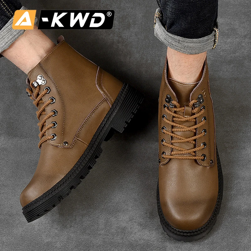 Мужские высокие кроссовки уличная рабочая обувь кожаные в стиле ретро зима |