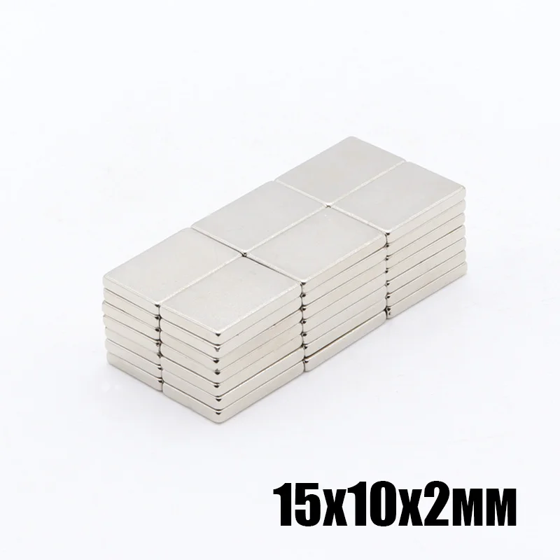 Сильный квадратный редкоземельный магнит NdFeB N35 50 шт. 15x10x2 мм неодимовые магниты 10
