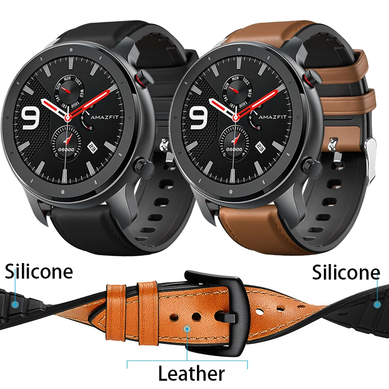 Высокое качество ТПУ+ кожаный ремешок для часов для Amazfit GTR 47 мм кожаный ремешок для Xiaomi Huami Amazfit Pace/для Amazift Stratos 2 band