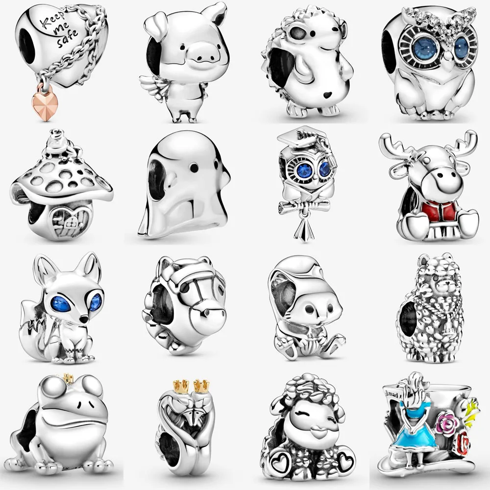925 пробы серебро голубыми глазами лиса пушистые ламы сердце сова очарование