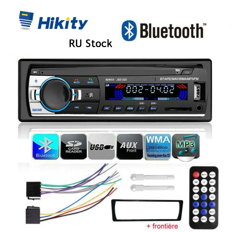 Hikity 1din jsd-520 Авторадио в тире автомобиля стерео радио дистанционное управление цифровой Bluetooth аудио Музыка MP3 плеер 12 В USB/SD/AUX-IN