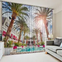 Home Decor Photo Printing Curtains Luxury Curtain Living Room Bedroom villa swimming pool 3D Blackout Curtain Drapes