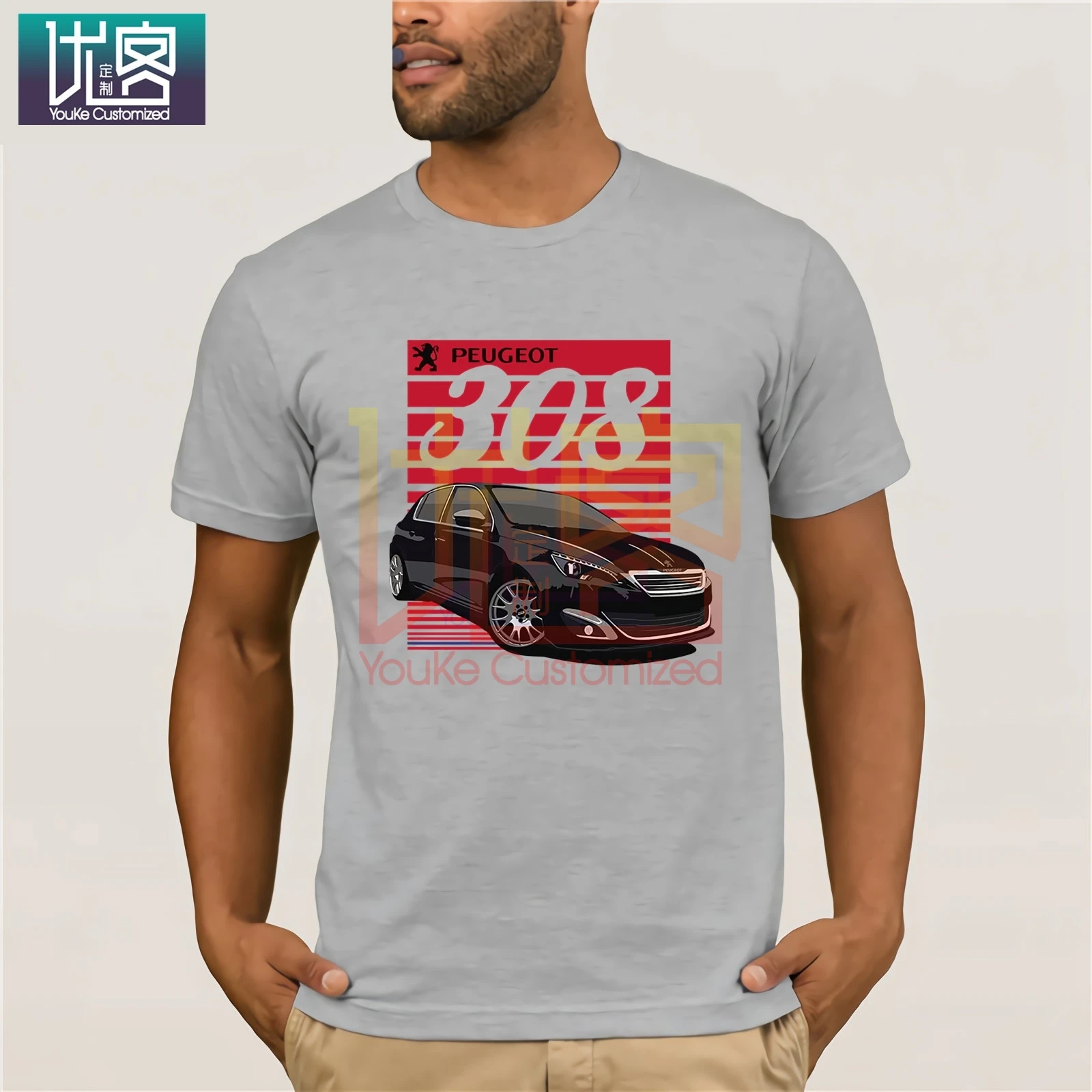 2020 New Summer Men France Classic Legend Car Peugeot 308 T-shirt Hot Sale Tee Shirt Tops Tees Cotton O Neck T-Shirt |