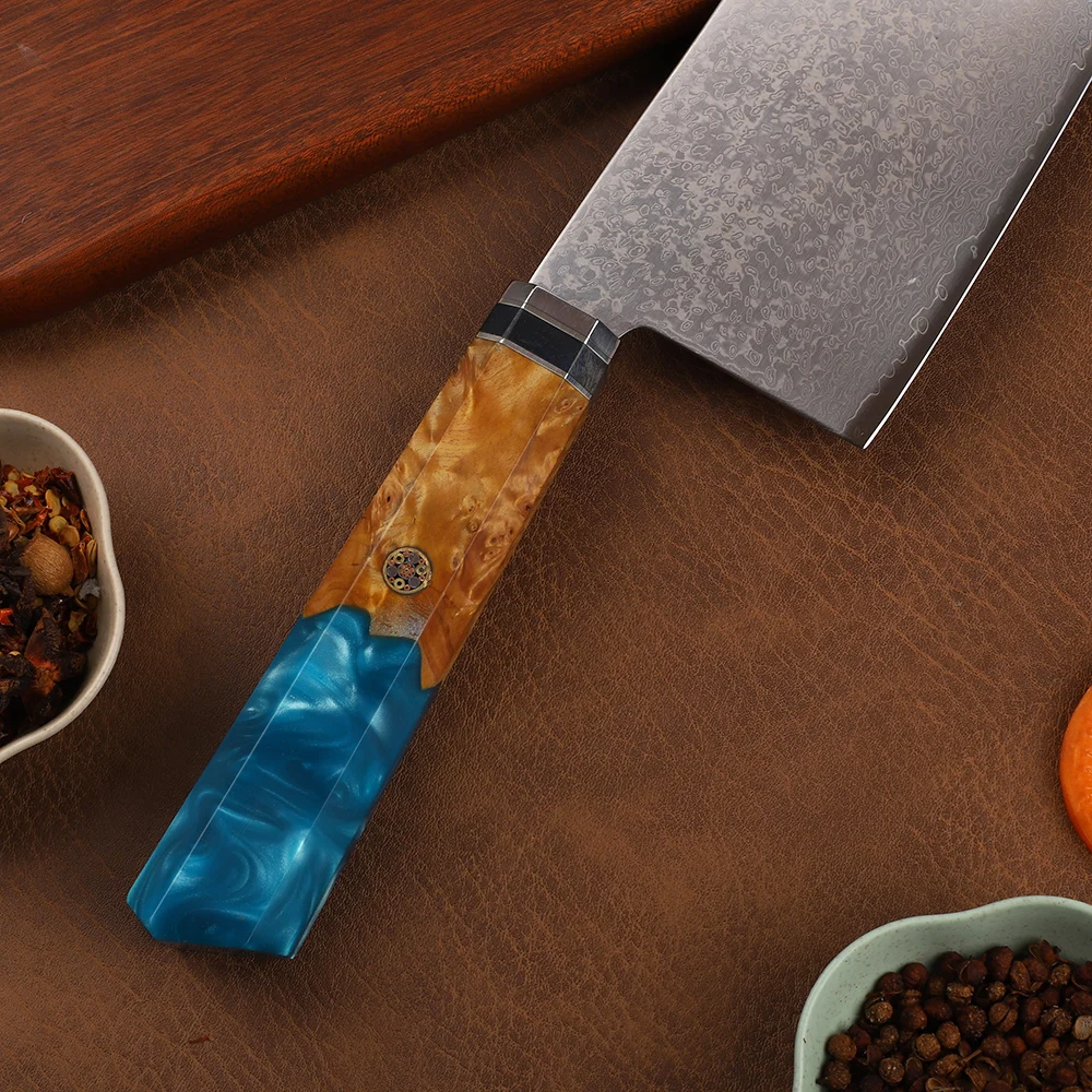 Нож кухонный из дамасской стали VG10 6 5 дюйма с ручкой смолы