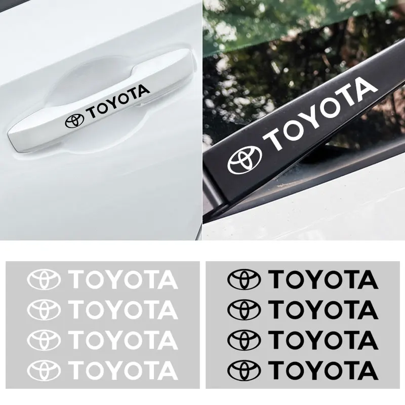 

4pcs Car Door Handle Emblem Stickers Door Wrist Wiper Decoration Decal for Toyota Chr Corolla Yaris Avensis 2021 Car Accessories