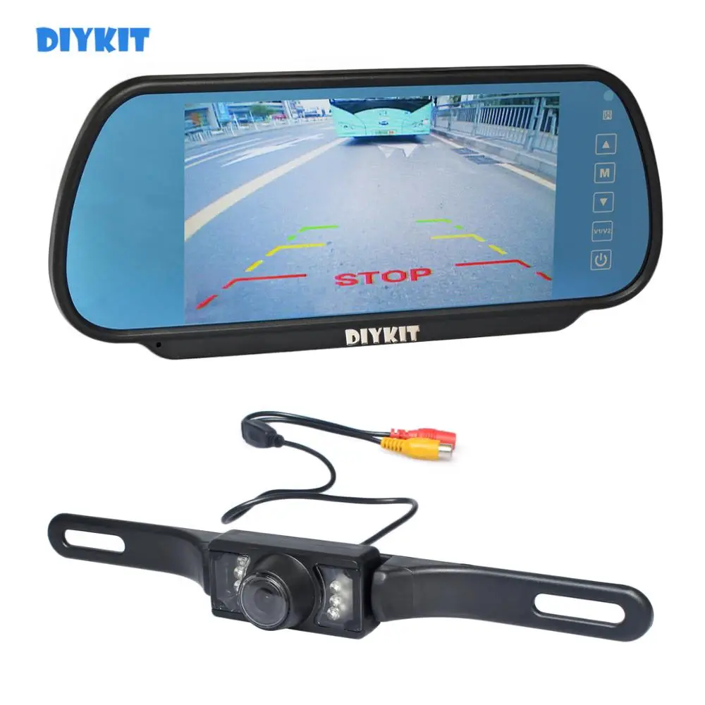 

DIYKIT Auto HD Parking System 7" Car Rear View Mirror Monitor IR Night Vision Rear View Car Camera