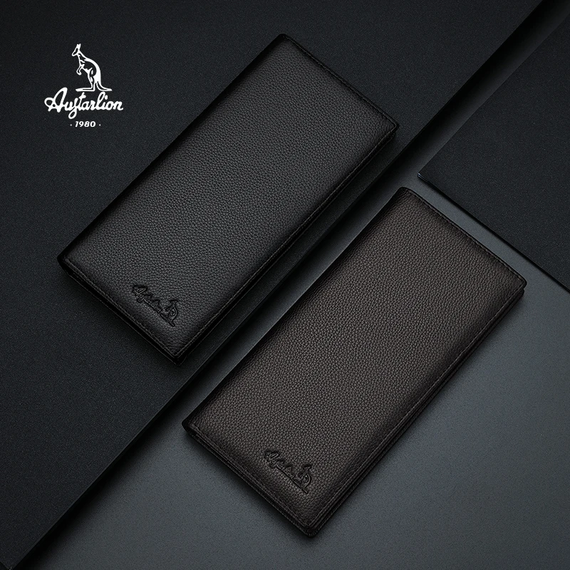 Модные мужские кожаные кошельки на молнии с карманом для телефона длинный клатч