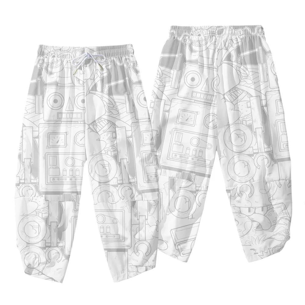 Мужские свободные белые шаровары размера плюс 6XL с принтом уличная одежда в стиле